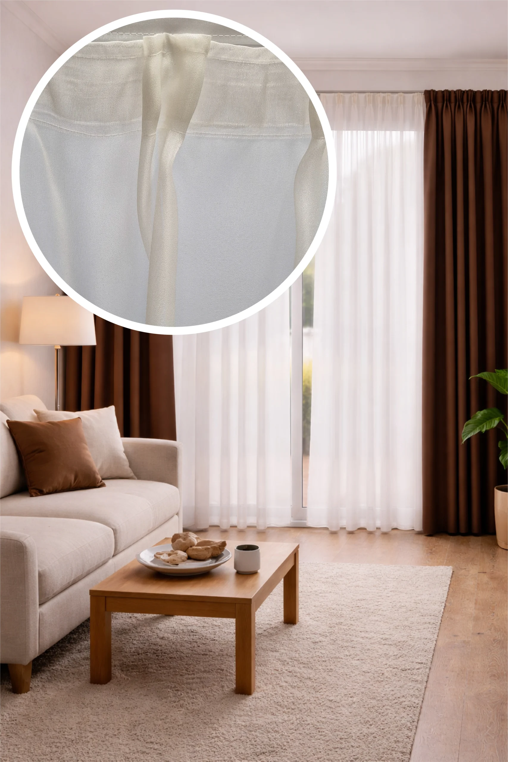 Liliána ekrü fényáteresztő függöny 300 cm